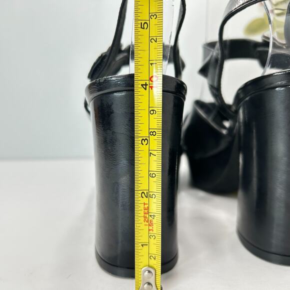 Jeffrey Campbell Amma-NW Crinkle Patent Platform Sandals Black Women's 9 NWOB - Picture 11 of 11